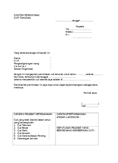 Form Permintaana Cuti Tahunan