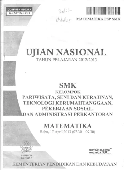 Top Pdf Contoh Soal Un Matematika Smk Kelompok Pariwisata Seni Dan Kerajinan Teknologi Kerumahtanggaan Pekerjaan Sosial Dan Administrasi Perkantoran 123dok Com