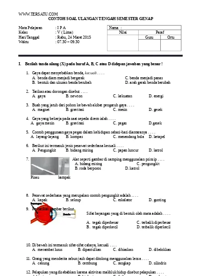 Contoh Soal Uts Ips Ktsp Kelas 4 Smster 2