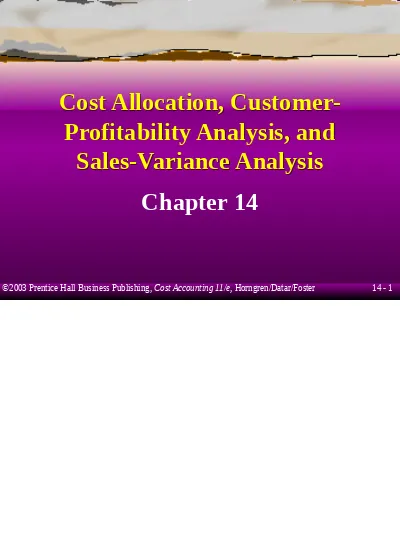 Cost Accounting, Chapter 14 11ch14