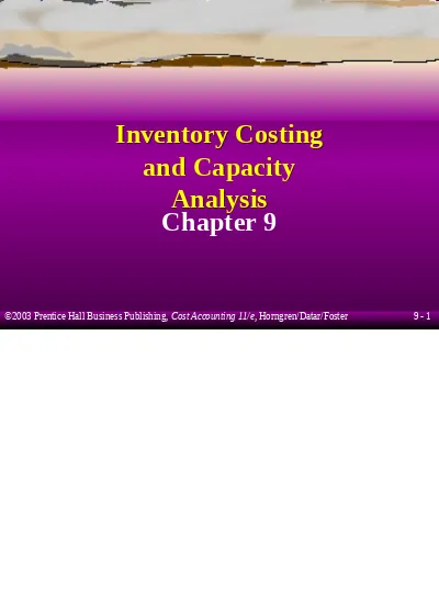 Cost Accounting, Chapter 9 11ch09