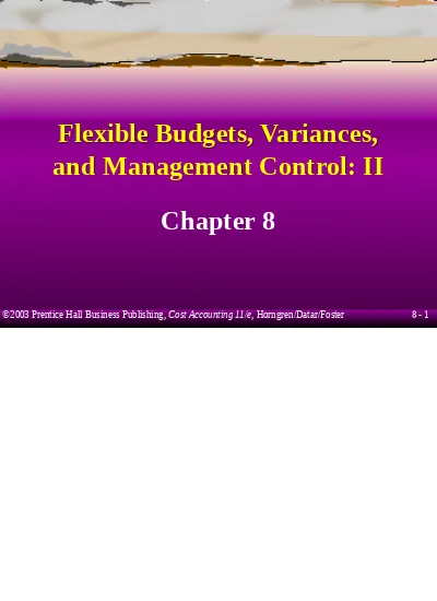 Cost Accounting, Chapter 8 11ch08