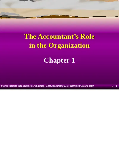 Cost Accounting, Chapter 1 11ch01