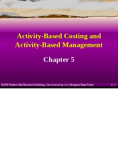 Cost Accounting, Chapter 5 11ch05