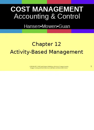 Cost Management Accounting & Control, Chapter 12