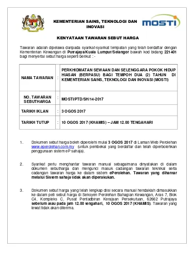 Proses Panggilan Tender Dan Sebut Harga Pengurusan Perolehan Uitm 1