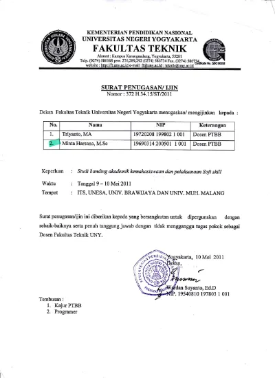 Surat Tugas Studi Banding