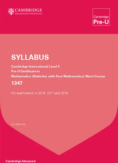 Cambridge Pre-U Mathematics (Statistics with Pure Mathematics) - Short Course (1347)