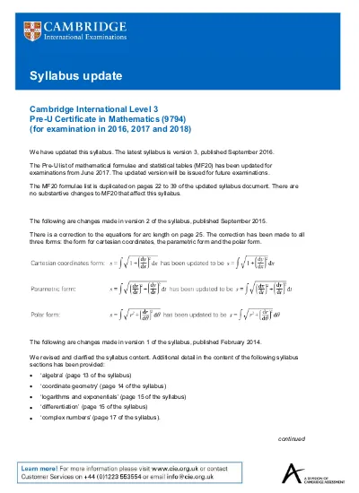 Cambridge Pre-U Mathematics (9794)