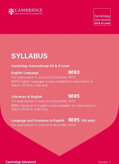 Cambridge International AS and A Level English - Literature (9695)