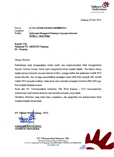 Top Pdf Surat No 11 Pemberitahuan Gangguan Jaringan Inter 123dok 