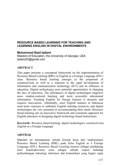 Resource Based Learning For Teaching And Learning English In Digital Environments Nazil Iqdami Register Journal 701 1302 1 Sm