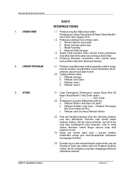 Bab Vi Spesifikasi Teknis Revisi2