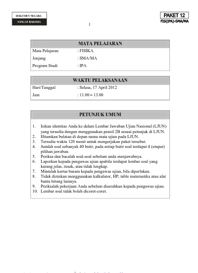 Prediksi Soal Fisika Un Sma 2008