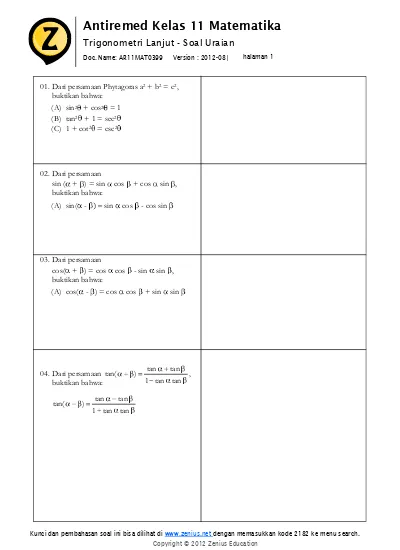 Bab 3 Trigonometri Lanjut Soal Pilihan Ganda