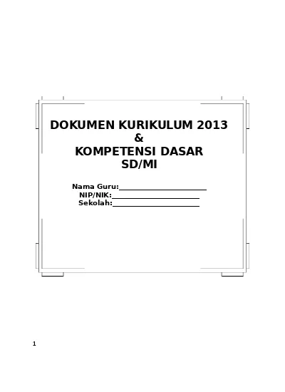 Kompetensi Inti (KI) Dan Kompetensi Dasar (KD) SD Mi Kelas 1, 2, 4, 5 ...