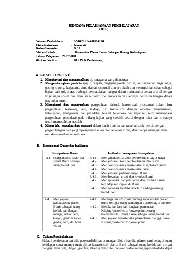 Rpp K 13 Revisi Agama K 13 Sma