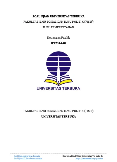 Soal Ujian Ut Ilmu Pemerintahan Ipem4321 Hukum Tata Pemerintahan