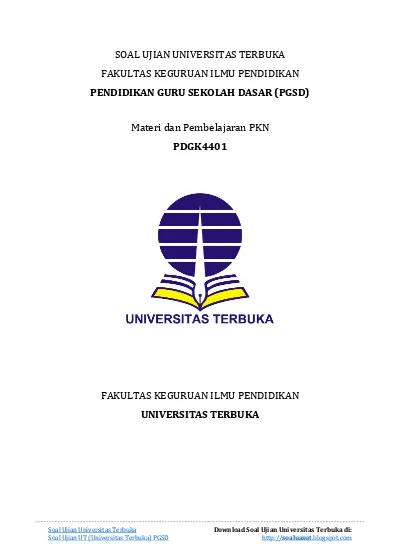 Soal Ujian Ut Pgsd Pdgk4208 Pendidikan J