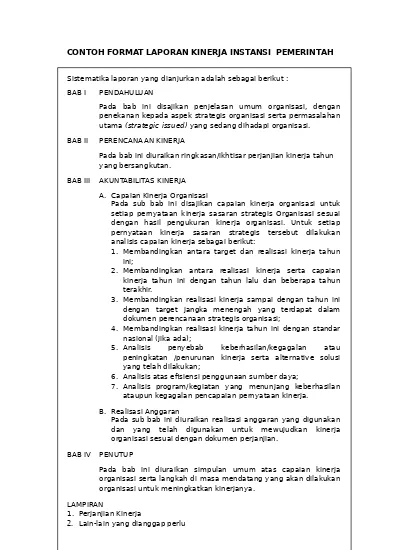 Contoh Format Laporan Kinerja Instansi Pemerintah