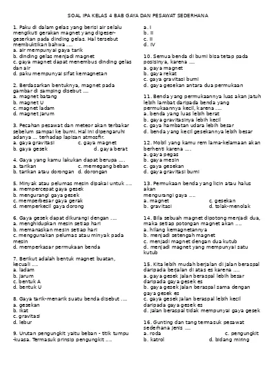 Kumpulan Soal Kelas 5 Uh2 Ipa Kelas V