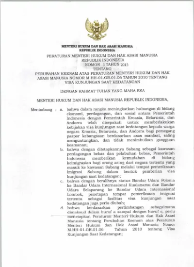 Permen Nomor 3 Tahun 2015 Tentang Perubahan Keenam Atas Permen Nomor M ...