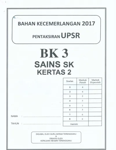 Top Pdf Percubaan Upsr Terengganu 2017 Sains Kertas 2 Sumber Pendidikan Trial Trg Sains 2 123dok Com