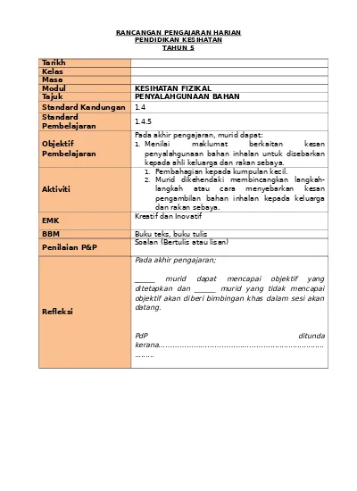 Top Pdf Bahan Sokongan Modul Pd P Pendidikan Kesihatan Tahun 5 123dok Com