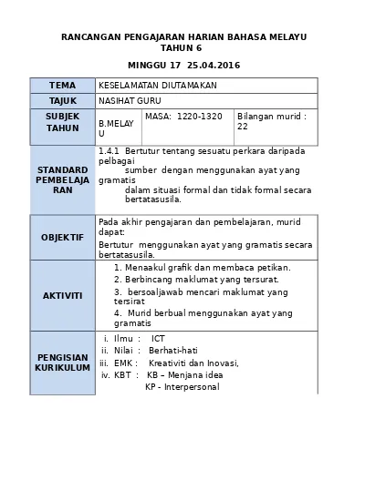 Rph Bahasa Melayu Tahun 6 Sumber Pendidikan M13