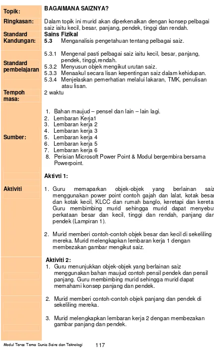 Menganalisis Pengetahuan Tentang Pelbagai Saiz Standard