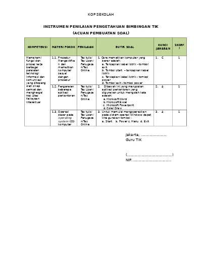 Top Pdf Format Instrumen Penilaian Pengetahuan Bimbingan Tik 123dok Com