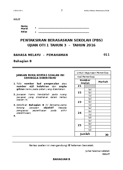 Top Pdf Ujian Mac Bahasa Melayu Penulisan Tahun 6 Fb Sumber Pendidikan Penulisan T6 123dok Com