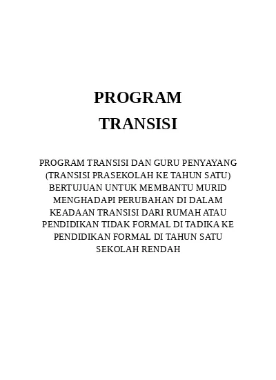 Kertas kerja program transisi tahun 1 2022