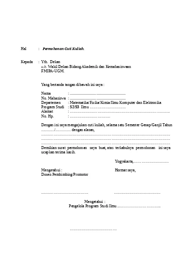 Format Surat Aktif Kembali