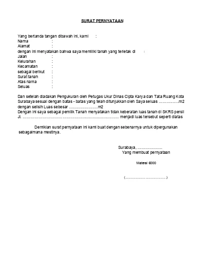 Surat Pernyataan Menerima Hasil Ukur