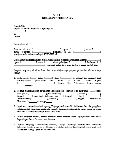 166 Contoh Surat Gugatan Utang Piutang Yang Resmi Baik Benar Format Word Doc