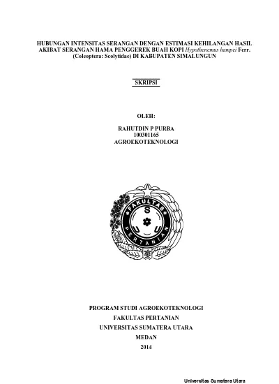 Hubungan Intensitas Serangan Dengan Estimasi Kehilangan Hasil Akibat ...