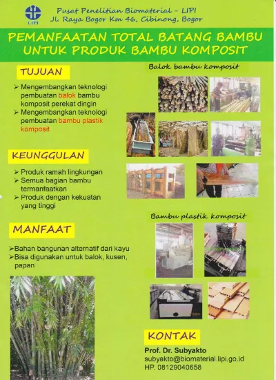 Pemanfaatan Total Batang Bambu Untuk Produk Bambu Komposit