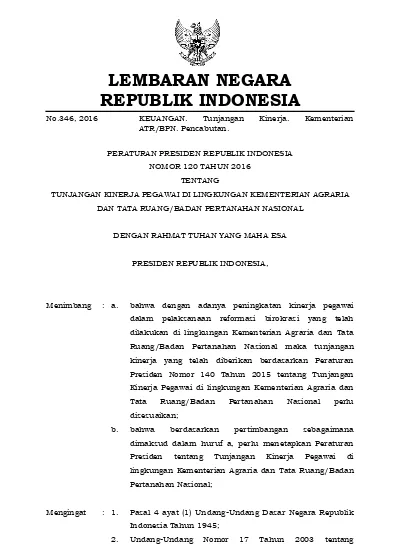 Peraturan Presiden Republik Indonesia Nomor 120 Tahun 2016