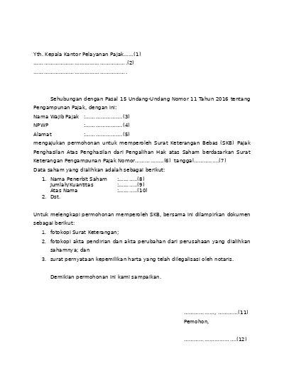 Permohonan SKB PPh Atas Pengalihan Hak Atas Saham