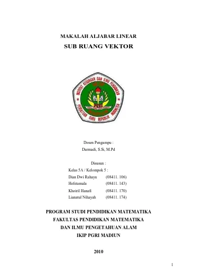 Makalah Vektor Matematika Makalah Marsudi Vektor Sma