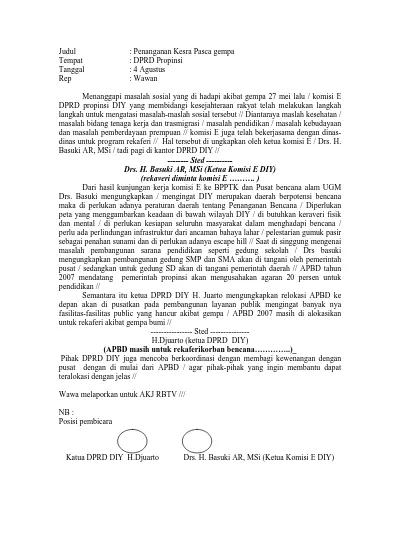 Top PDF 071623 AKJ 2006 08 04 Penanganan Kesra Pasca Gempa 