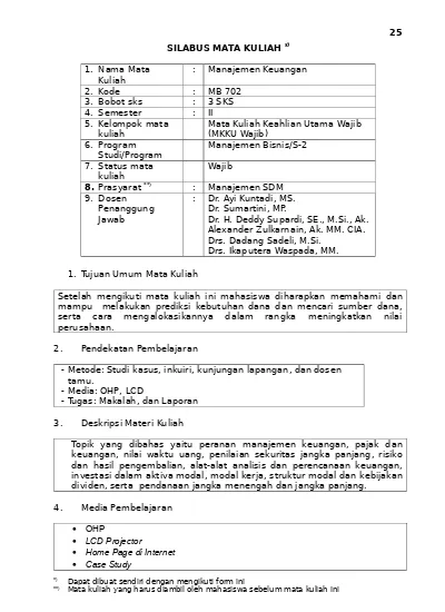 Silabus Dan Sap Mata Kuliah Manajemen Le