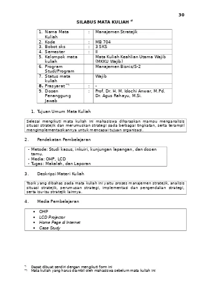 Silabus Dan Sap Mata Kuliah Manajemen Le