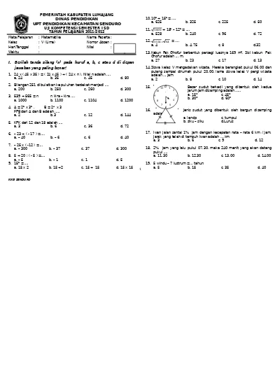 Top Pdf Soal Matematika Kelas 5 Sd 123dok Com