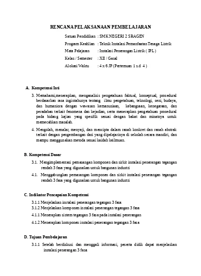 Top Pdf Rpp Instalasi Penerangan Listrik Kelas Xii Teknik Instalasi Tenaga Listrik Kurikulum 2013 Kumpulan Ptk Cover 123dok Com