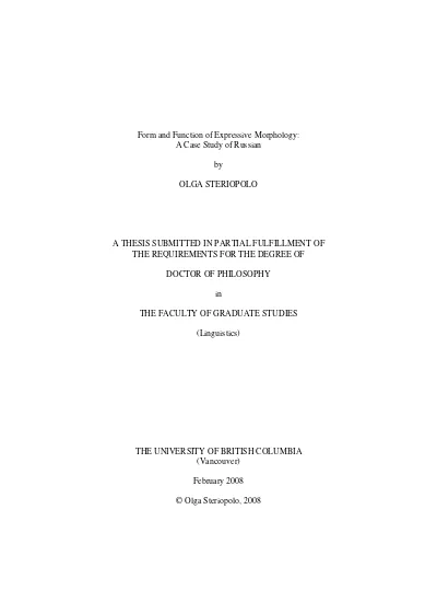 tesis form and function of expressive morphology