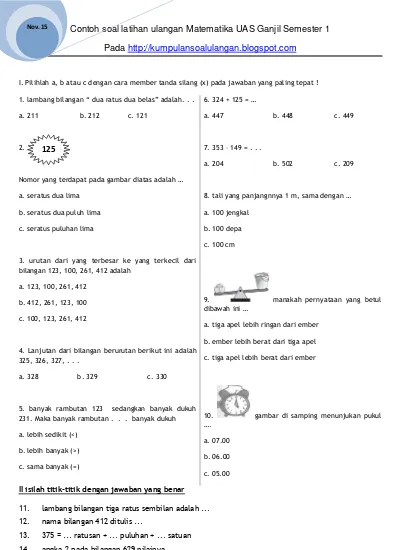 Top Pdf Klas 2 Soal Matematika Uas Ganjil 123dok Com