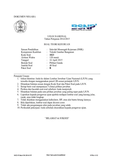 1023 Stk Paket A Teknik Gambar Bangunan