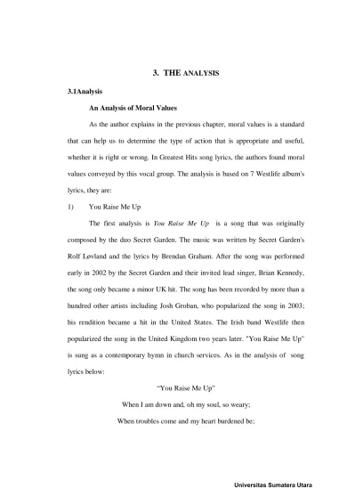 The Analysis Of Moral Values In Westlife S Selected Songs